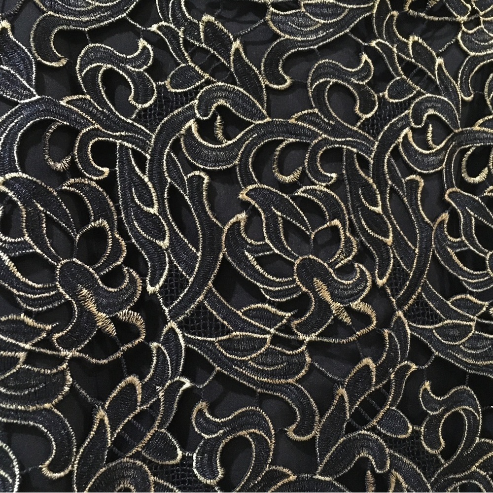 Boston Proper Skirt Pencil Midi Black Lace With Gold Size 0 Womens — image 2 of 8